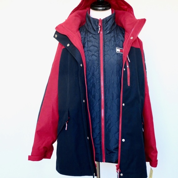 NEW! TOMMY HILFIGER 3 in 1 All Weather System Jacket Hooded Women's SZ S - Picture 12 of 16